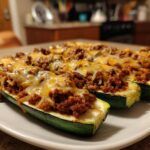 Zucchini Boats Stuffed with Ground Beef and Rice