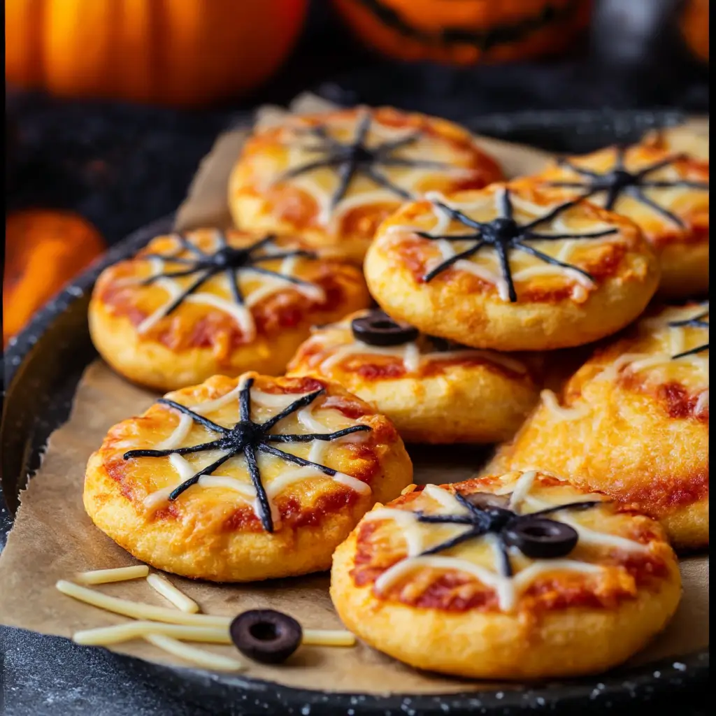Spiderweb Pizza Bites: Easy, Cheesy Halloween Snack 8 spiderweb pizza bites recipe