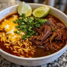 50-Minute Birria Ramen Recipe - Rich Flavors & Cheesy Bliss