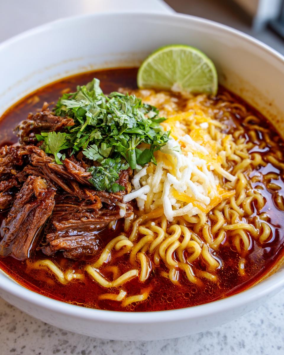 50-Minute Birria Ramen Recipe Rich Flavors & Cheesy Bliss 9 Birria Ramen - detail 3