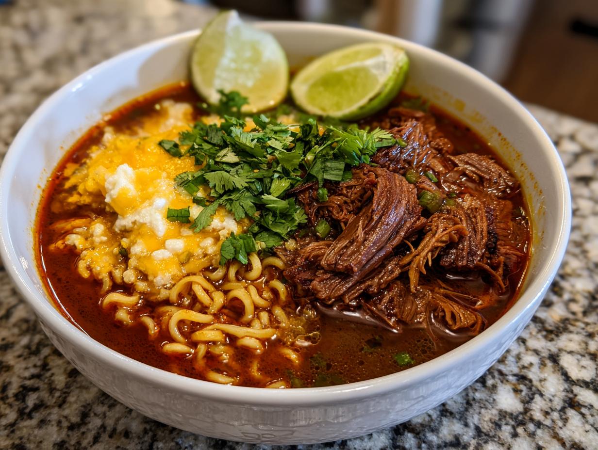 50-Minute Birria Ramen Recipe Rich Flavors & Cheesy Bliss 6 Birria Ramen