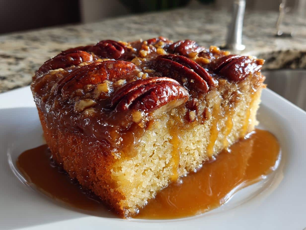 Caramel Pecan Upside Down Cake