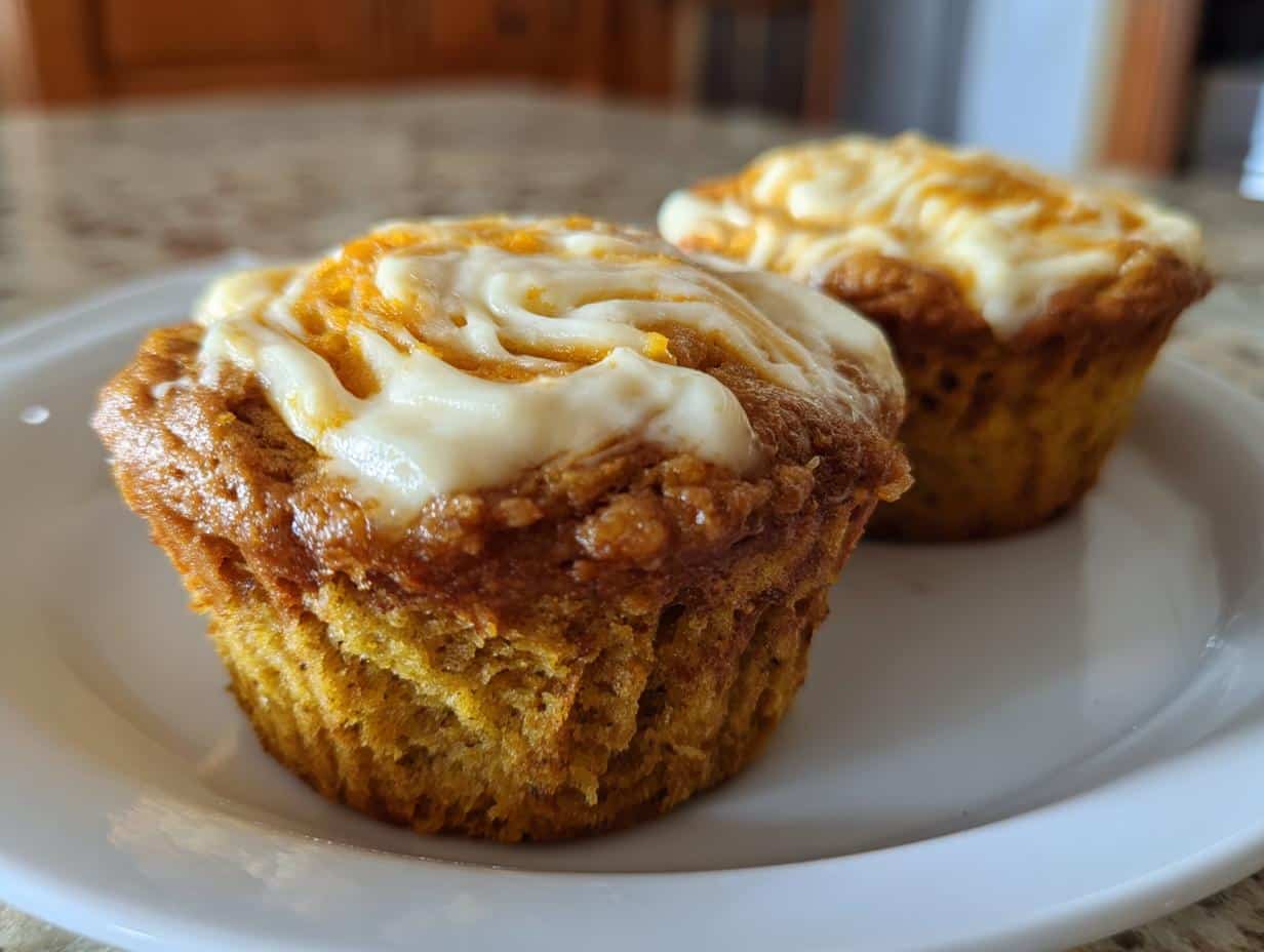 Carrot Cake Muffins with Cream Cheese Swirl