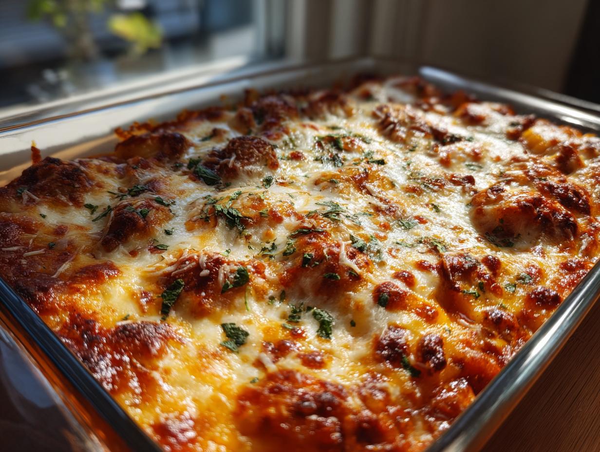 Cheesy Baked Gnocchi with Meat Sauce