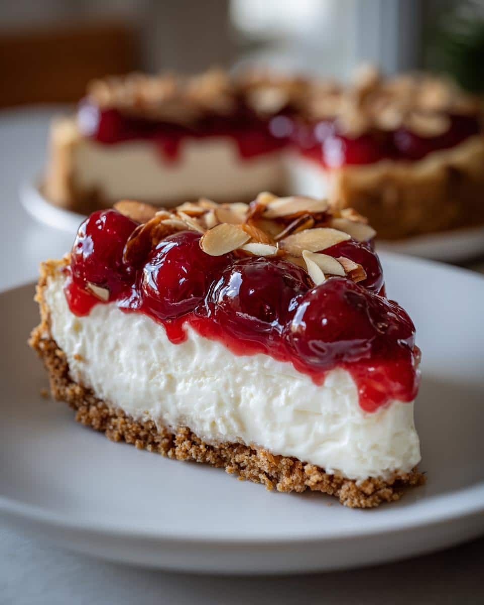 Cherry-Almond Christmas Cheesecake - detail 1
