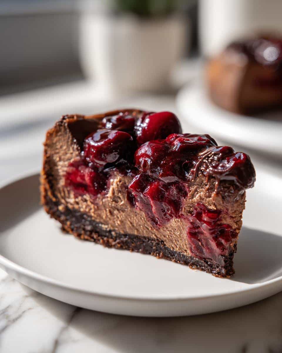 Chocolate-Cherry Christmas Cheesecake - detail 3