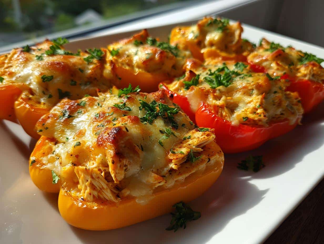 Christmas BBQ Chicken-Stuffed Mini Peppers