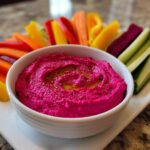 Christmas Beet Hummus with Rainbow Veggie Dippers