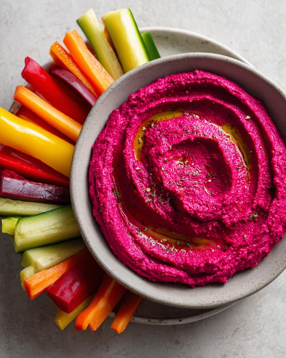 Christmas Beet Hummus with Rainbow Veggie Dippers - detail 2