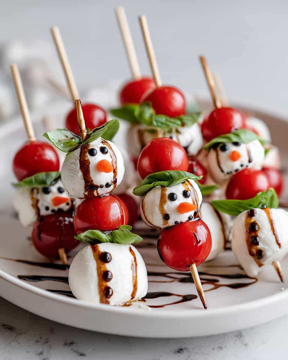 Christmas Caprese Snowman Skewers - detail 3