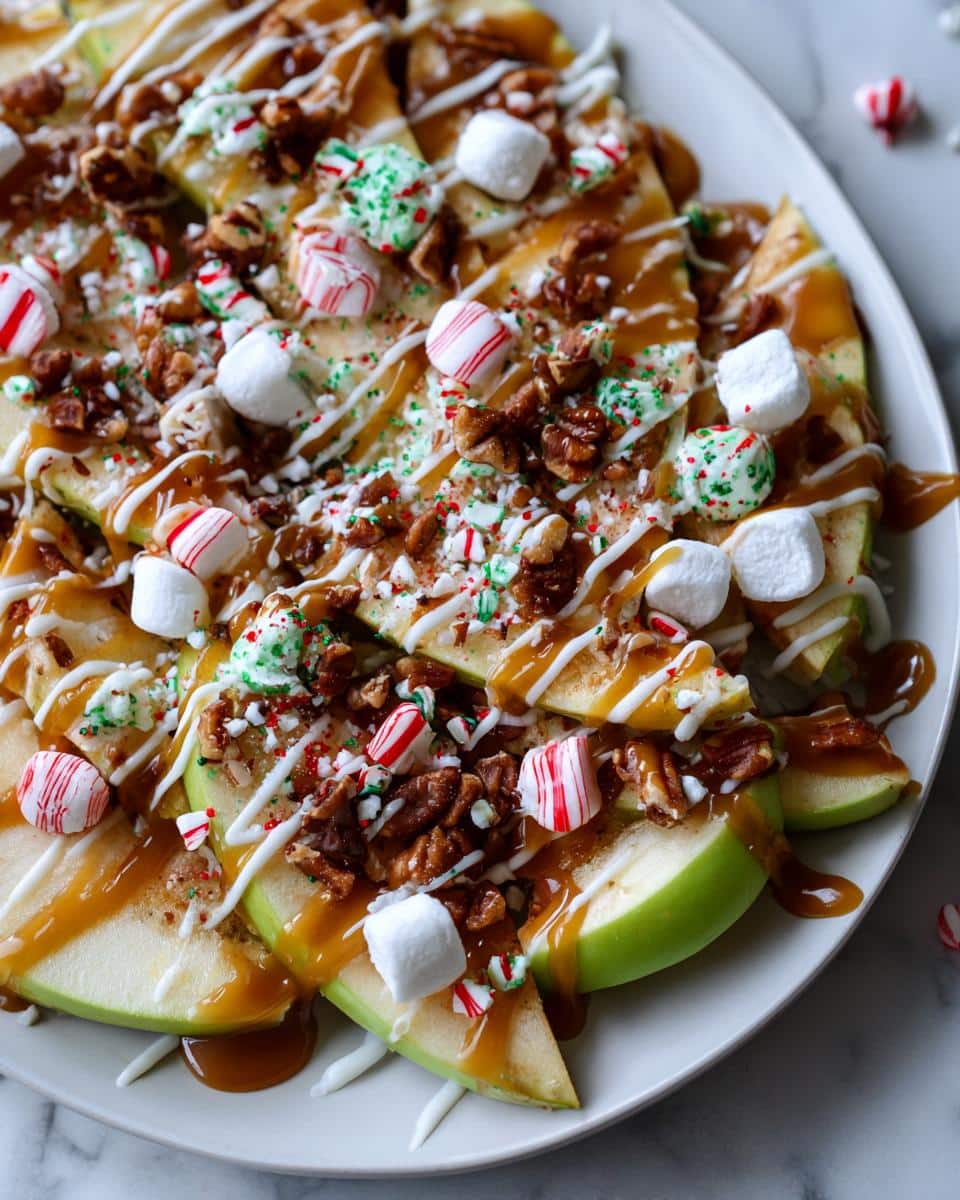 Christmas Caramel Apple Nachos with Holiday Toppings - detail 1