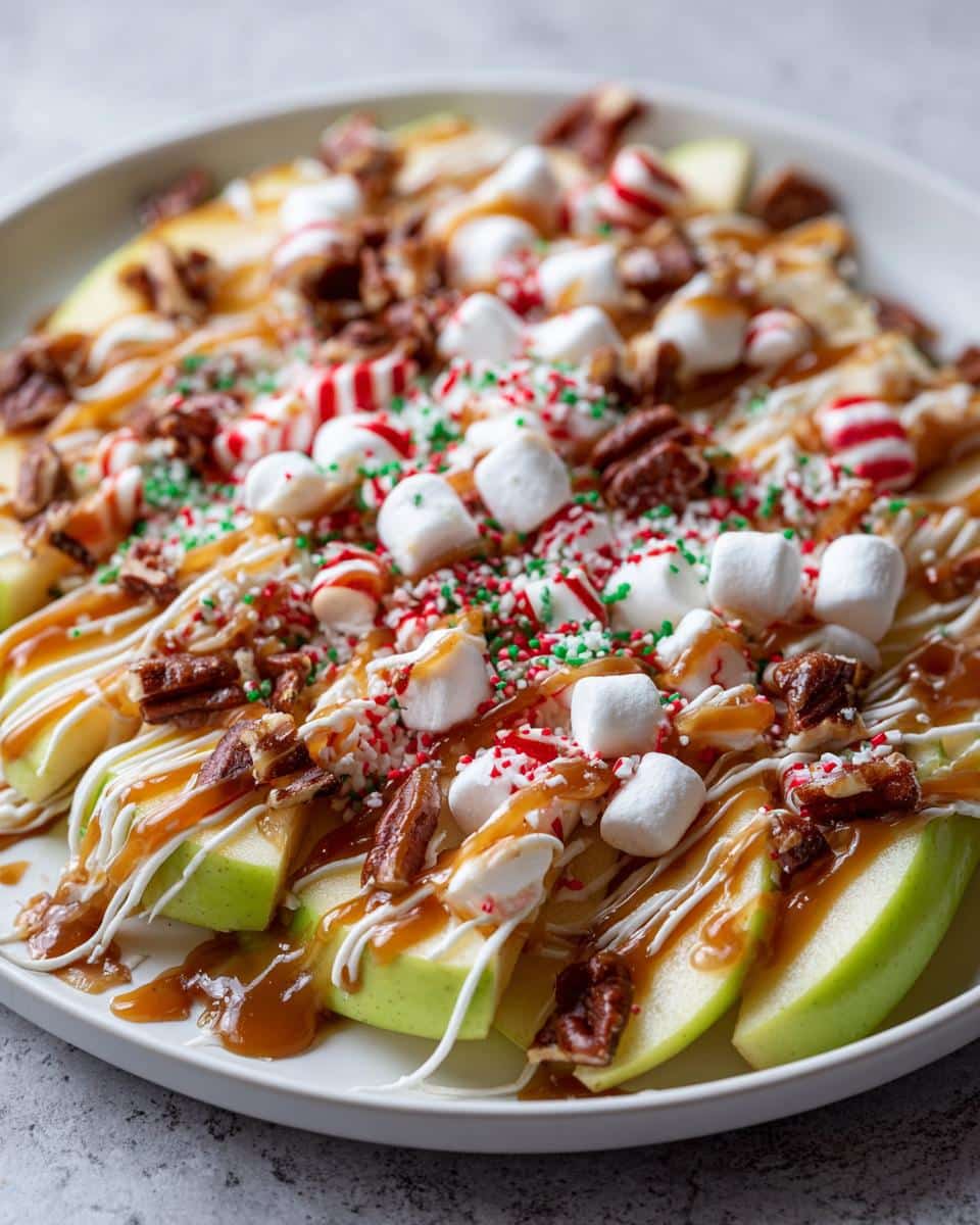 Christmas Caramel Apple Nachos with Holiday Toppings - detail 2
