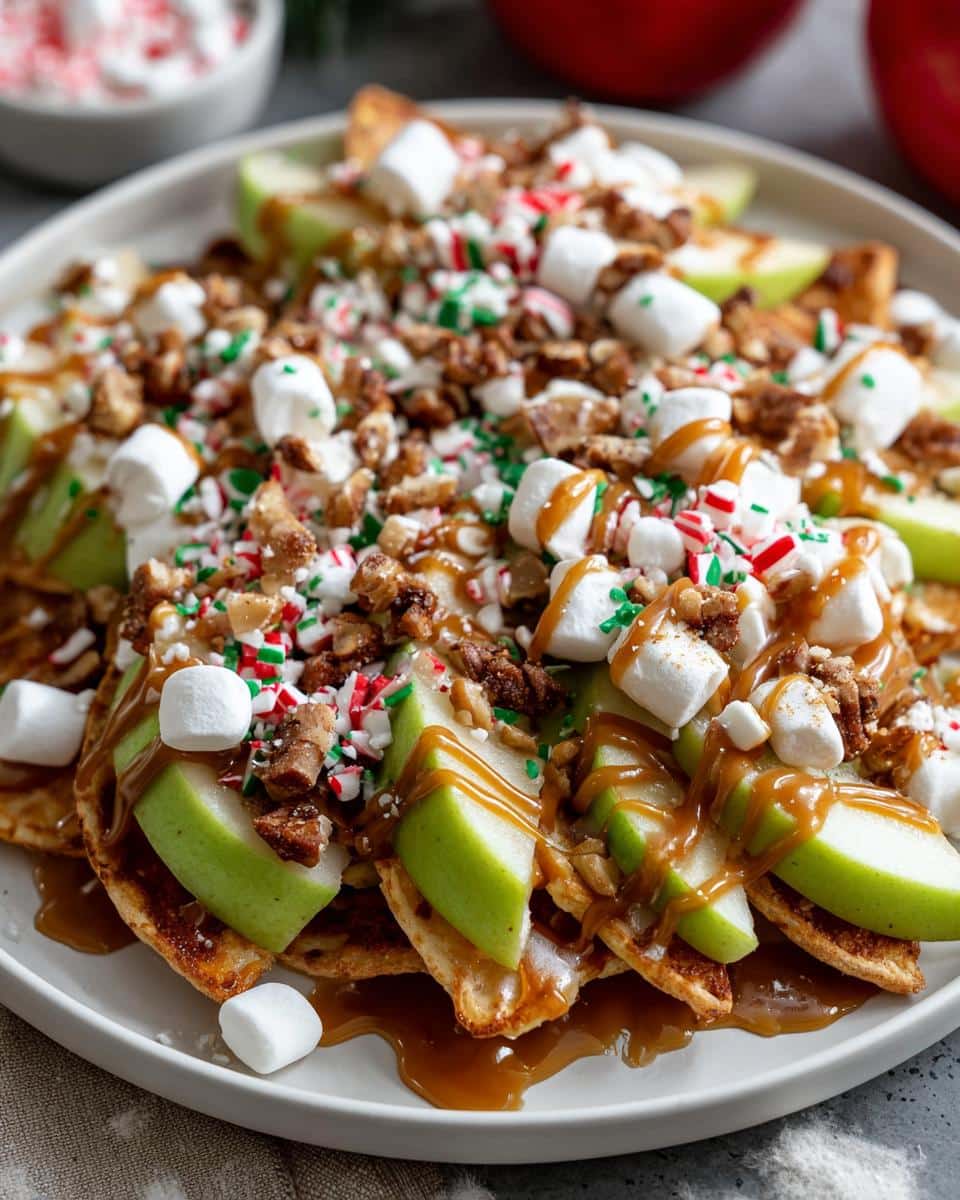 Christmas Caramel Apple Nachos with Holiday Toppings - detail 3