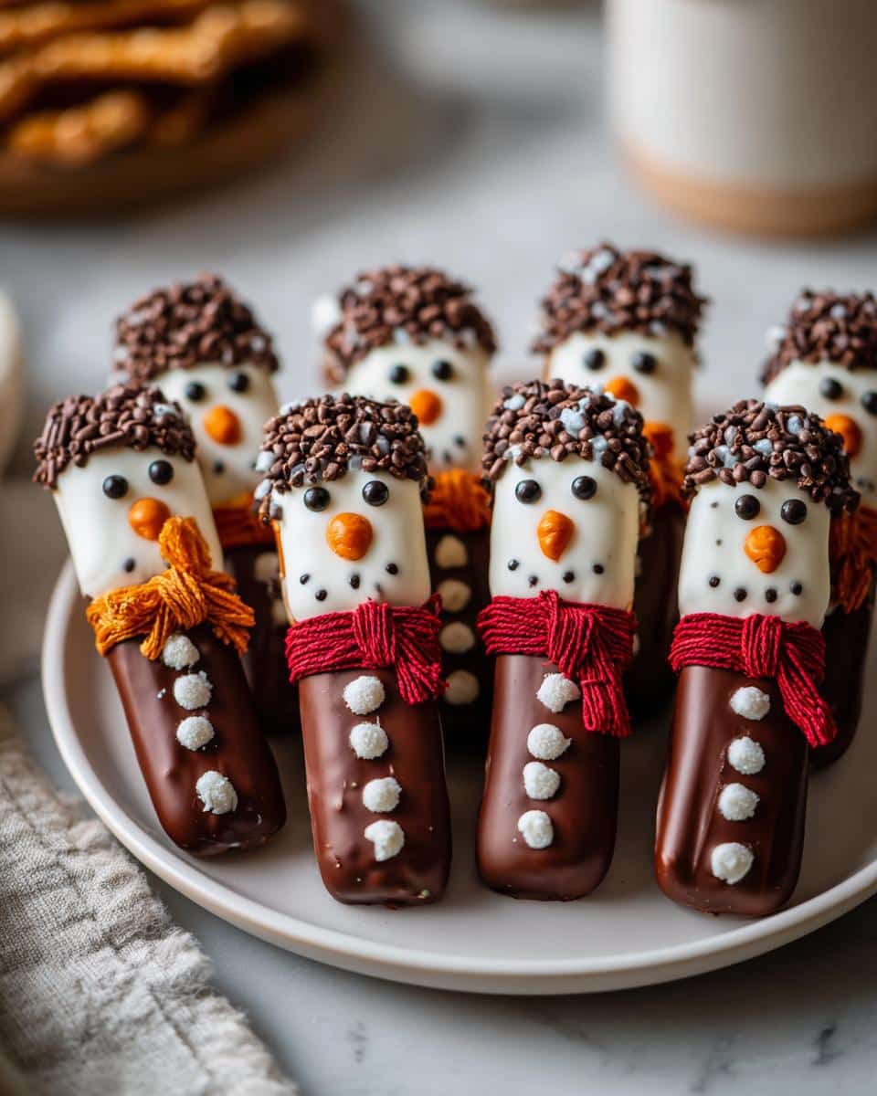 Christmas Chocolate-Dipped Snowman Pretzels - detail 2