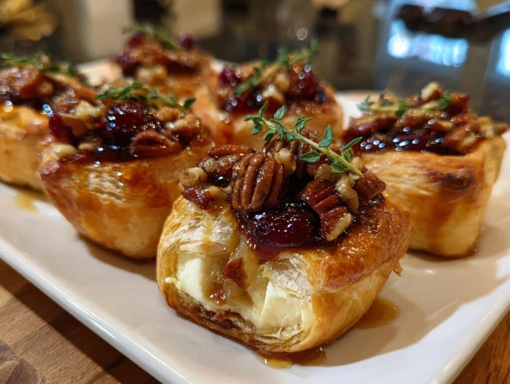 Christmas Cranberry Brie Bites in Puff Pastry