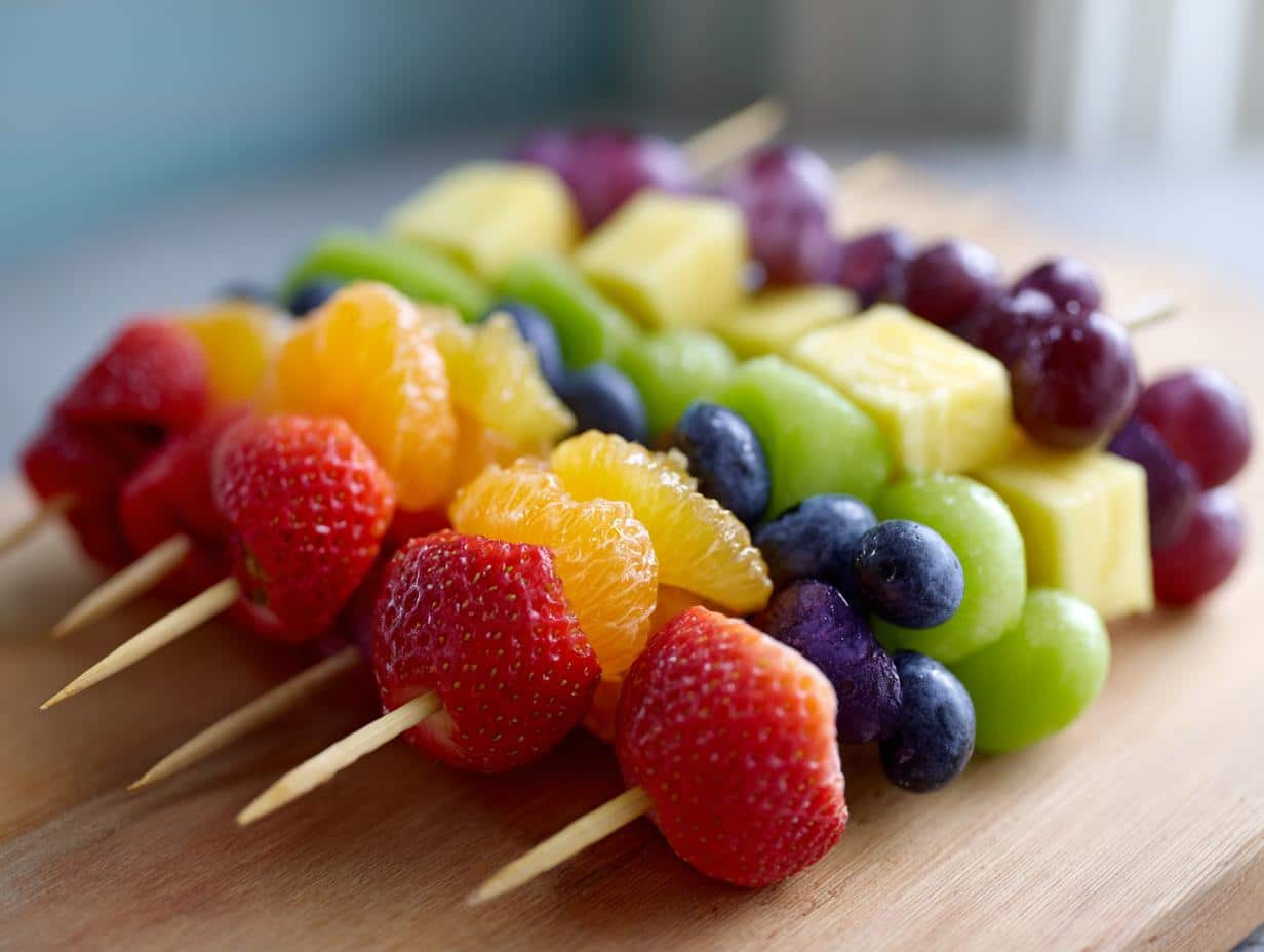 Christmas Festive Rainbow Fruit Kabobs
