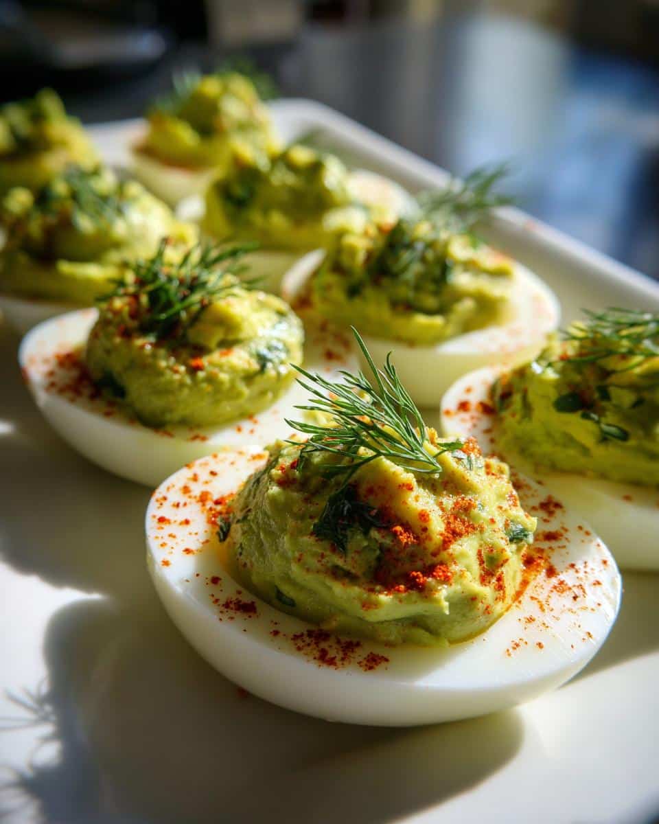 Christmas Green Goddess Deviled Eggs with Avocado - detail 2