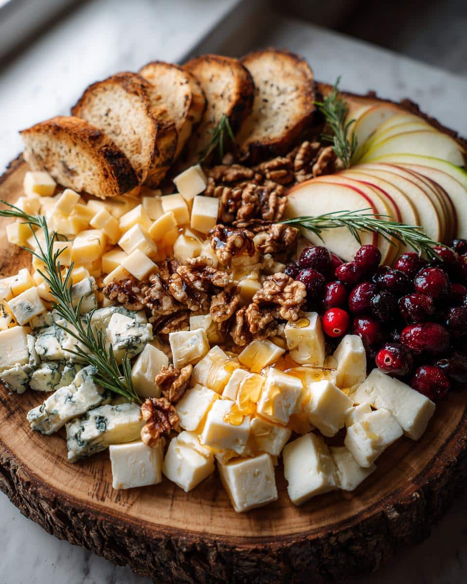 Christmas Holiday Cheese Board with Apples & Cranberries - detail 1