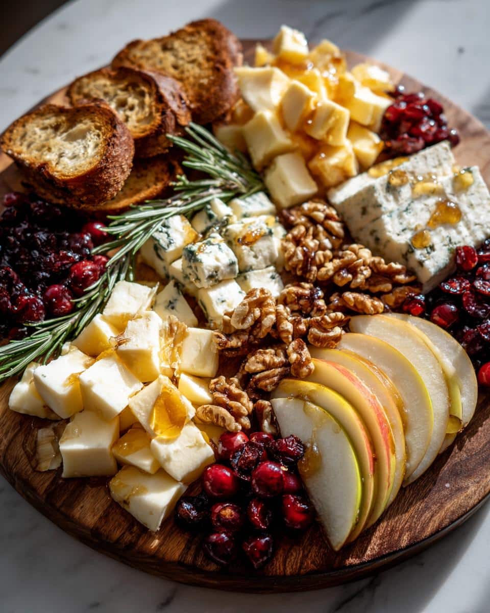 Christmas Holiday Cheese Board with Apples & Cranberries - detail 2