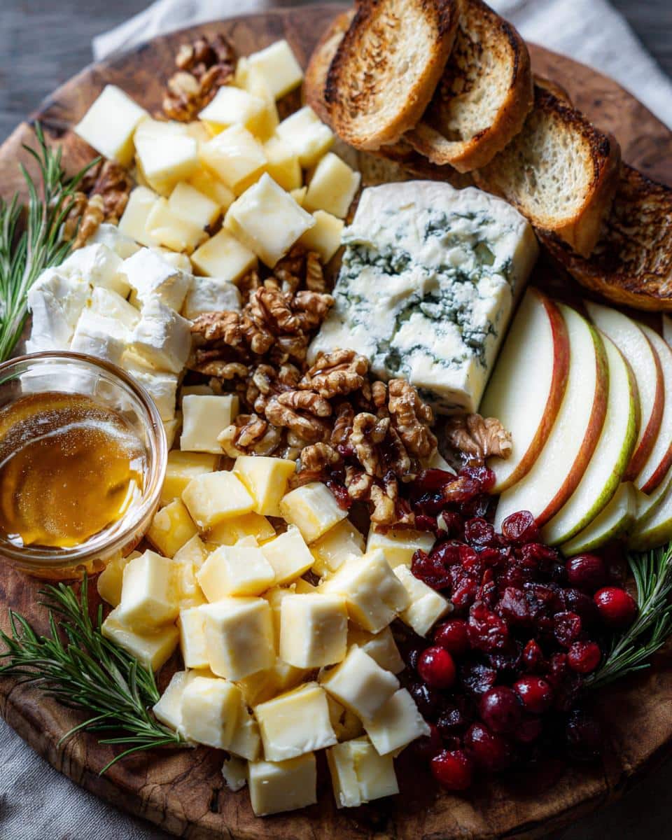 Christmas Holiday Cheese Board with Apples & Cranberries - detail 3