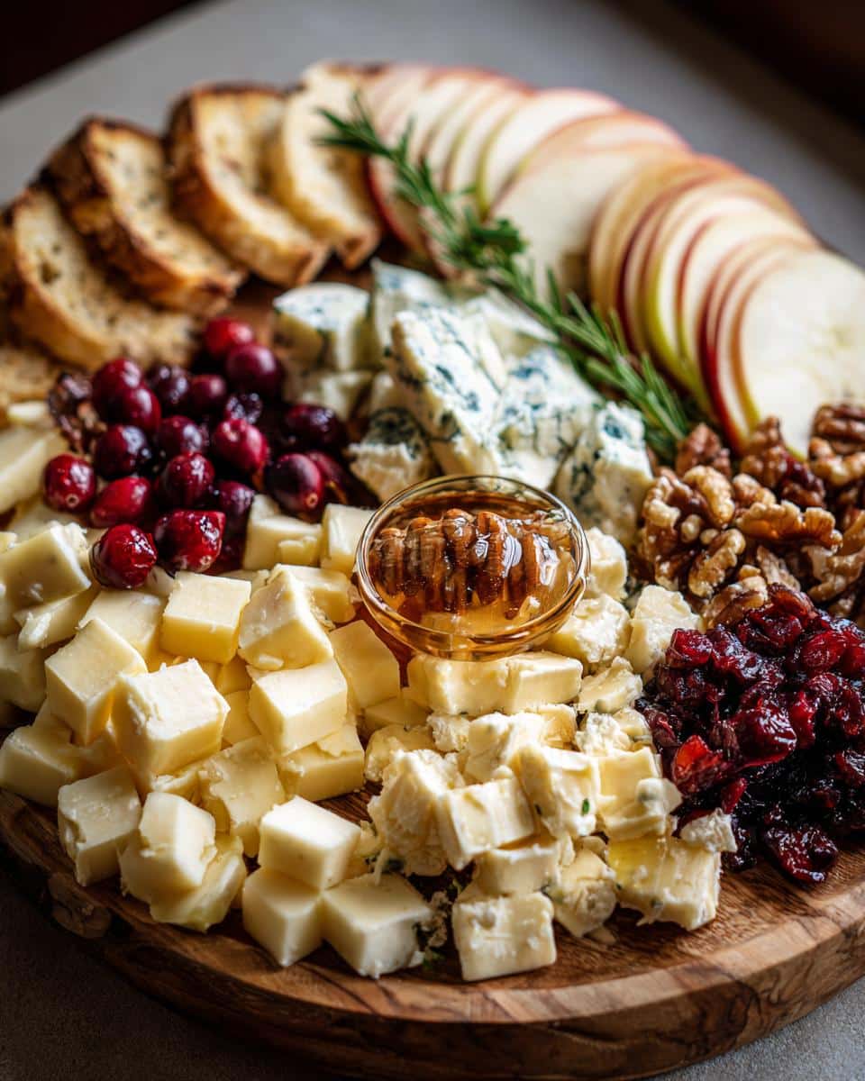 Christmas Holiday Cheese Board with Apples & Cranberries - detail 4