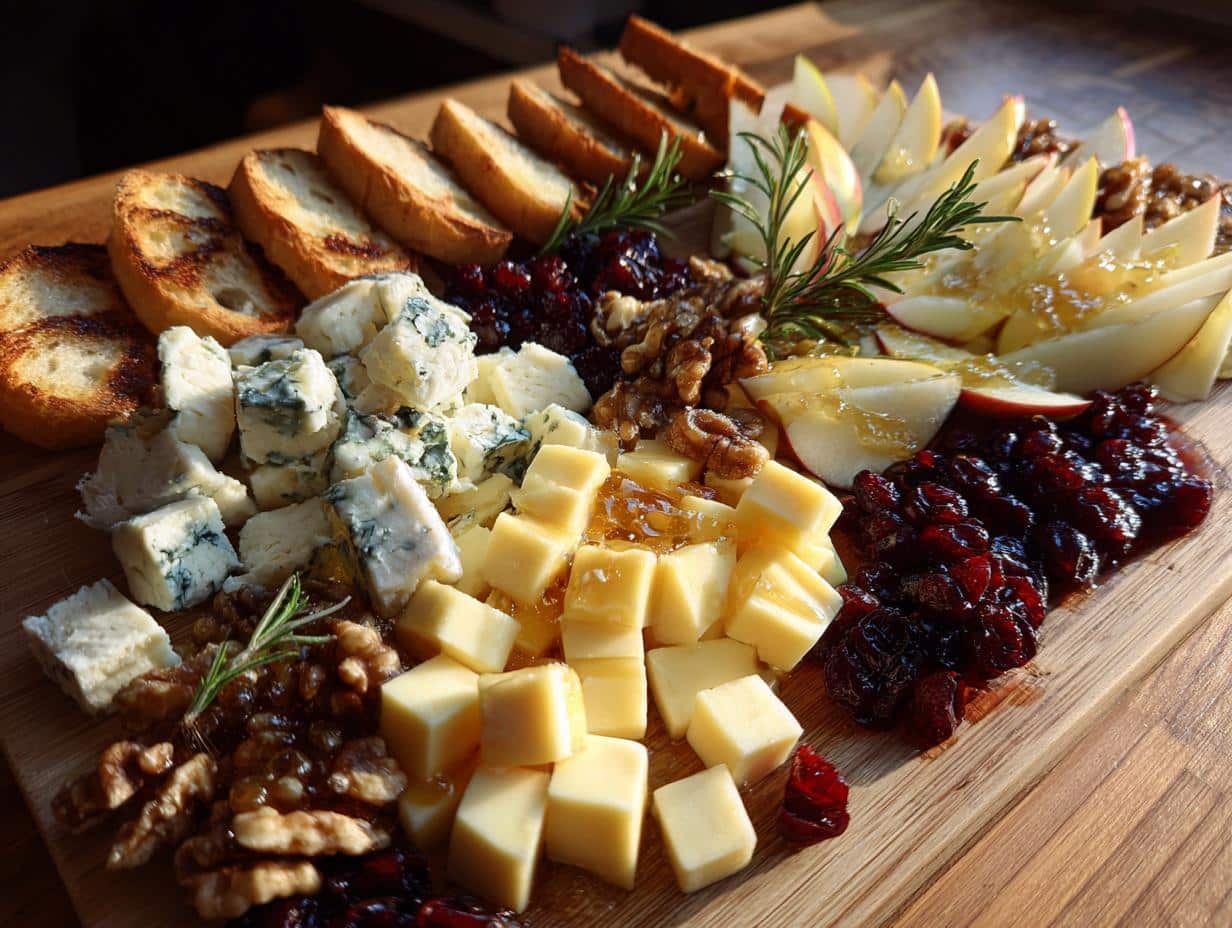Christmas Holiday Cheese Board with Apples & Cranberries