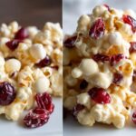 Christmas Holiday Popcorn with White Chocolate & Cranberries