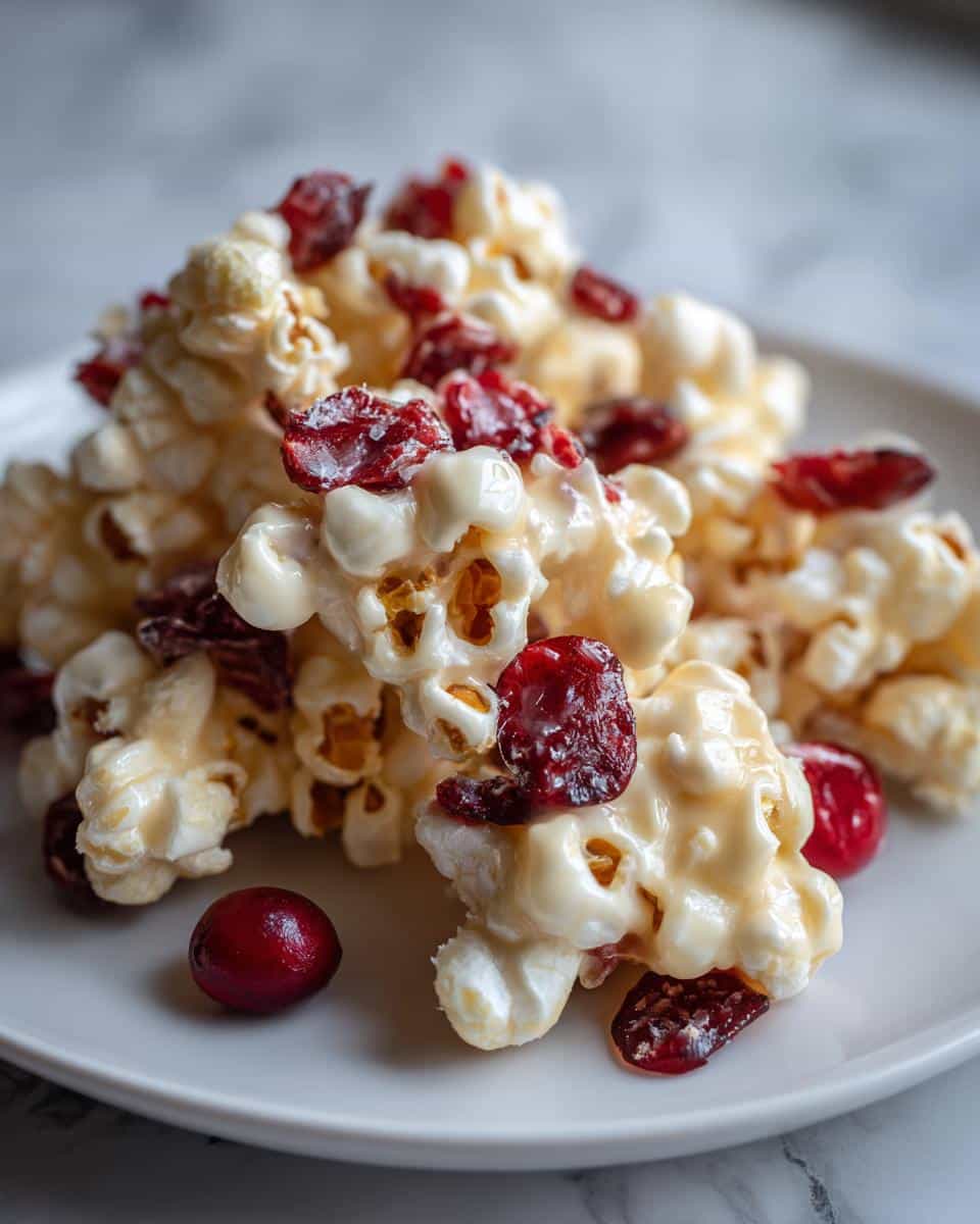Christmas Holiday Popcorn with White Chocolate & Cranberries - detail 2