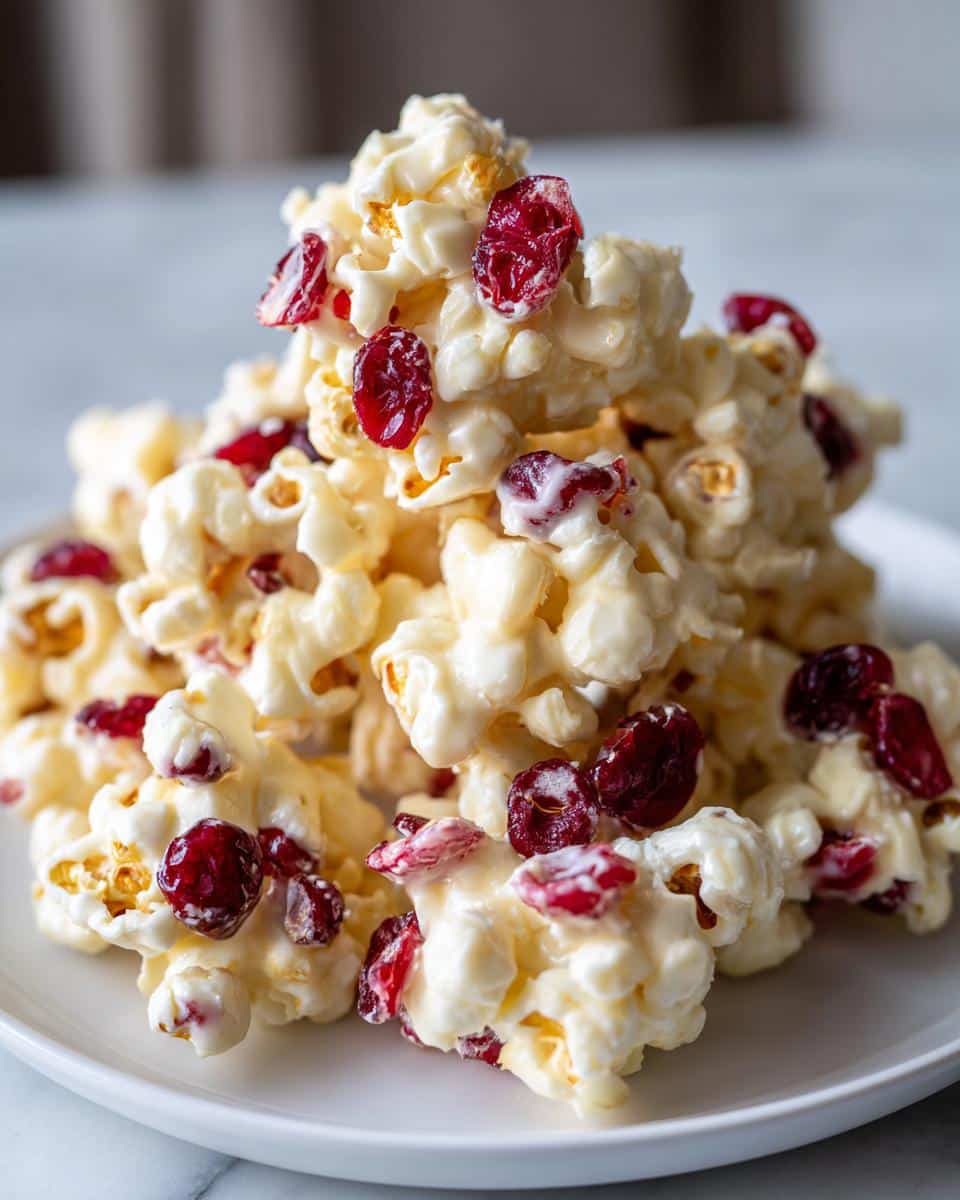 Christmas Holiday Popcorn with White Chocolate & Cranberries - detail 3