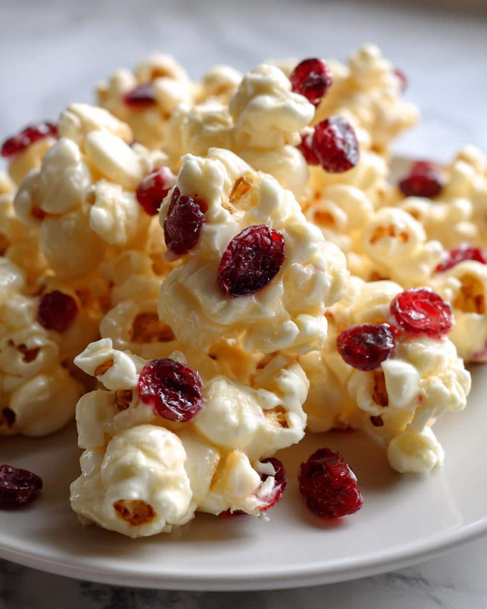 Christmas Holiday Popcorn with White Chocolate & Cranberries - detail 4