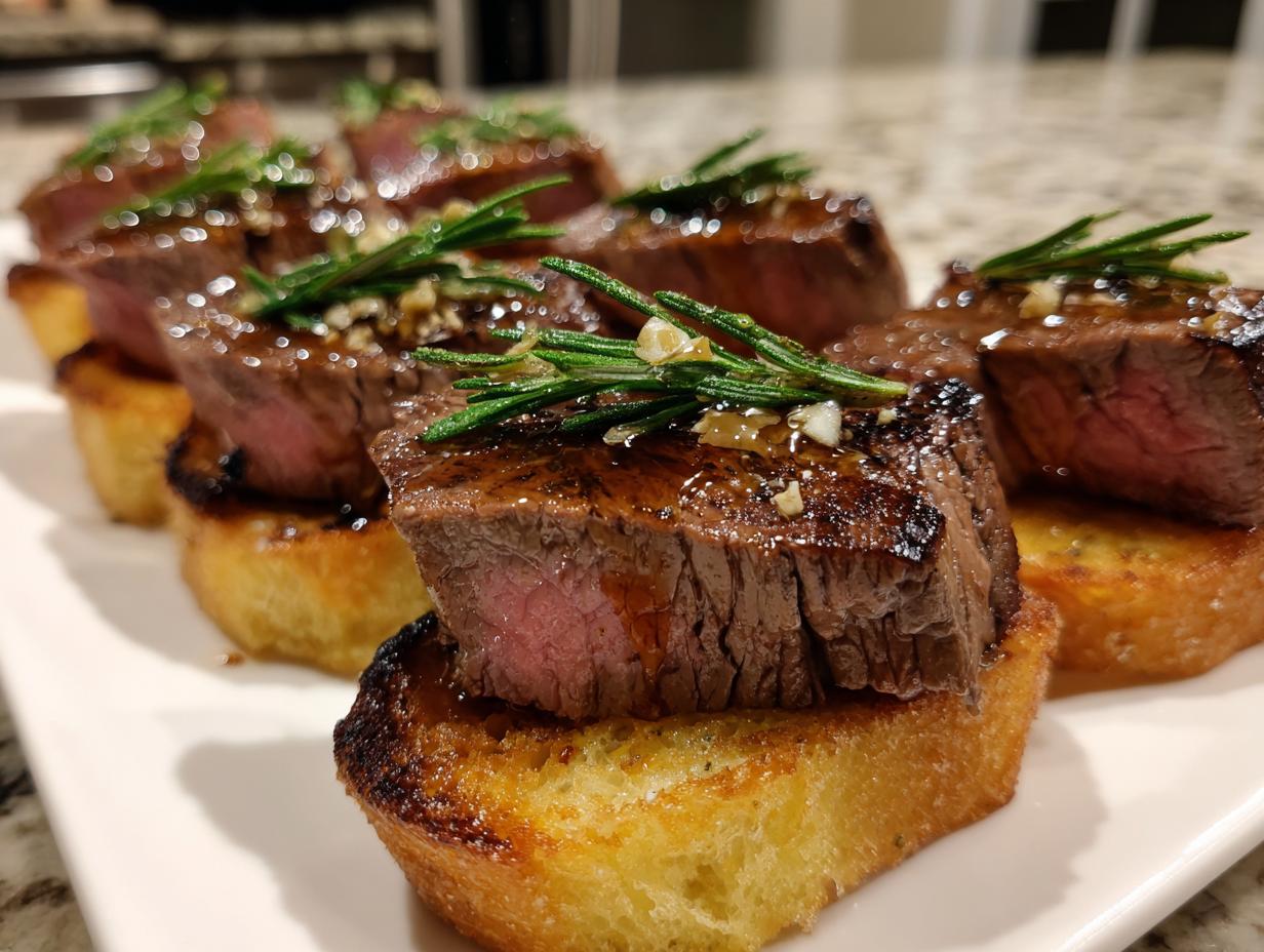 Christmas Maple-Glazed Beef Tenderloin Crostini