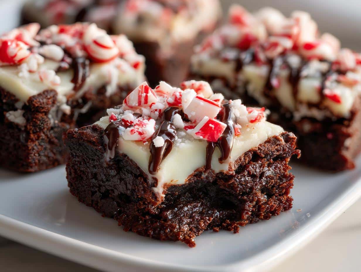 Christmas Peppermint Bark Brownie Bites