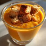 Christmas Pumpkin Soup Shooters with Cinnamon Croutons