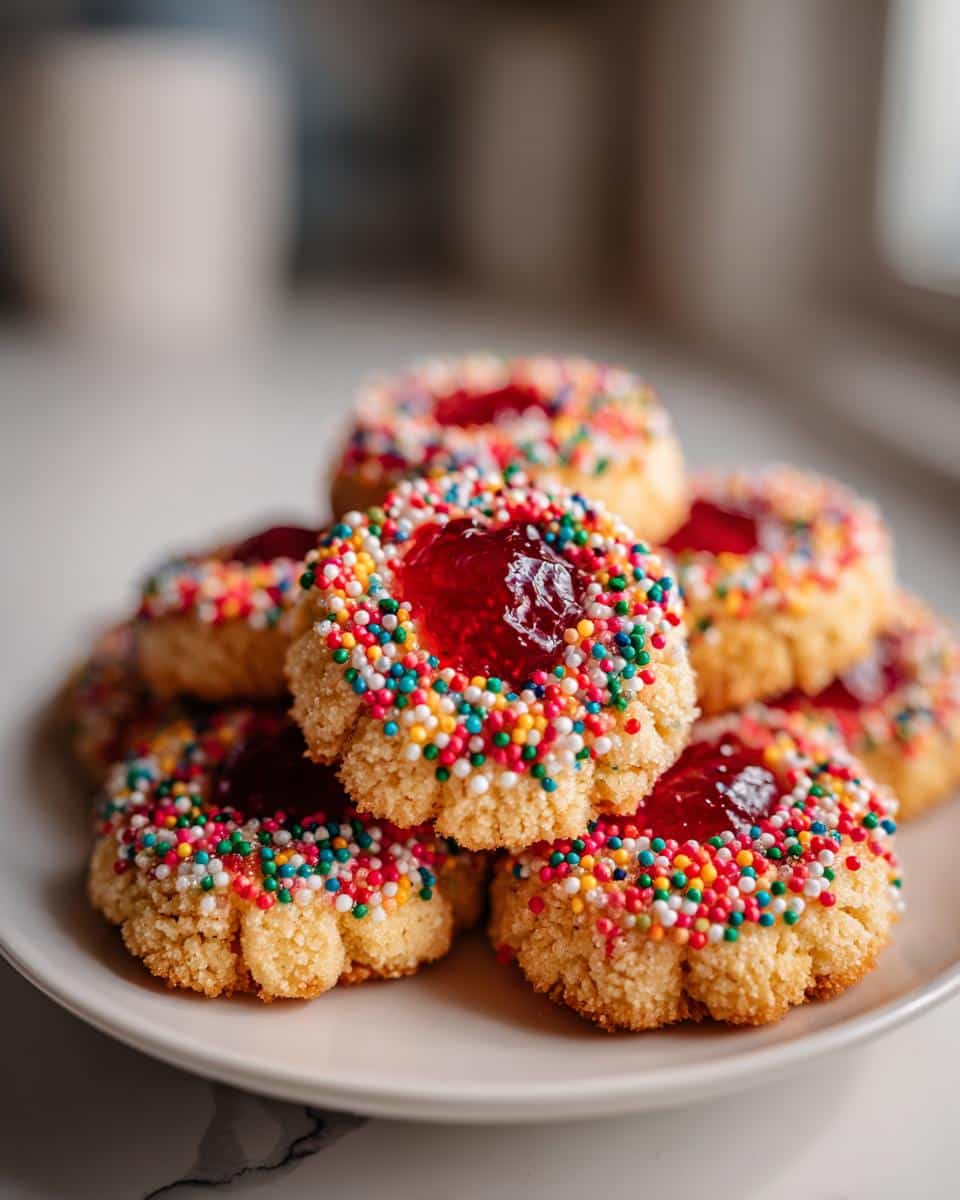 Christmas Rainbow Sprinkle Thumbprint Cookies - detail 1