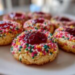 Christmas Rainbow Sprinkle Thumbprint Cookies