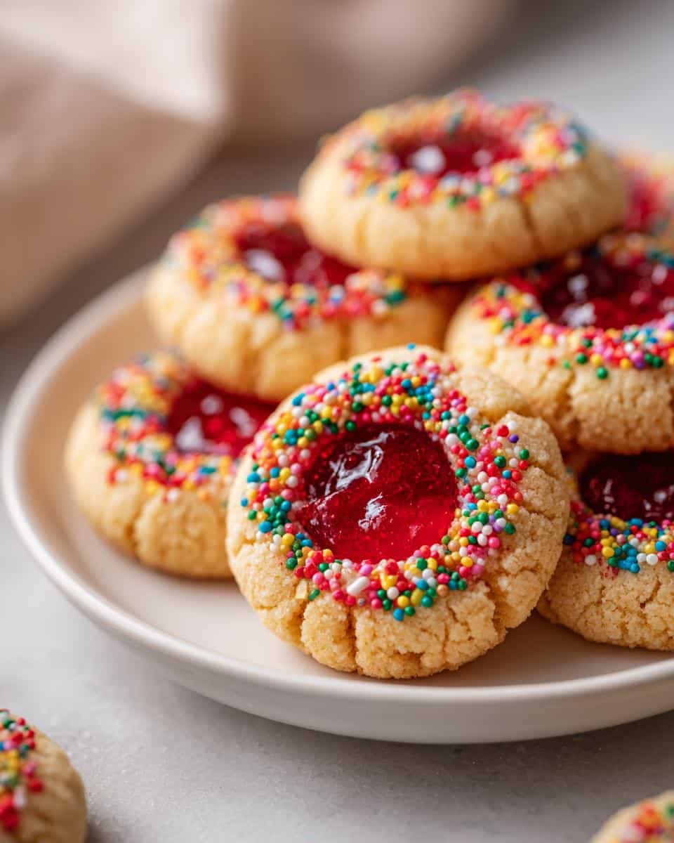 Christmas Rainbow Sprinkle Thumbprint Cookies - detail 2