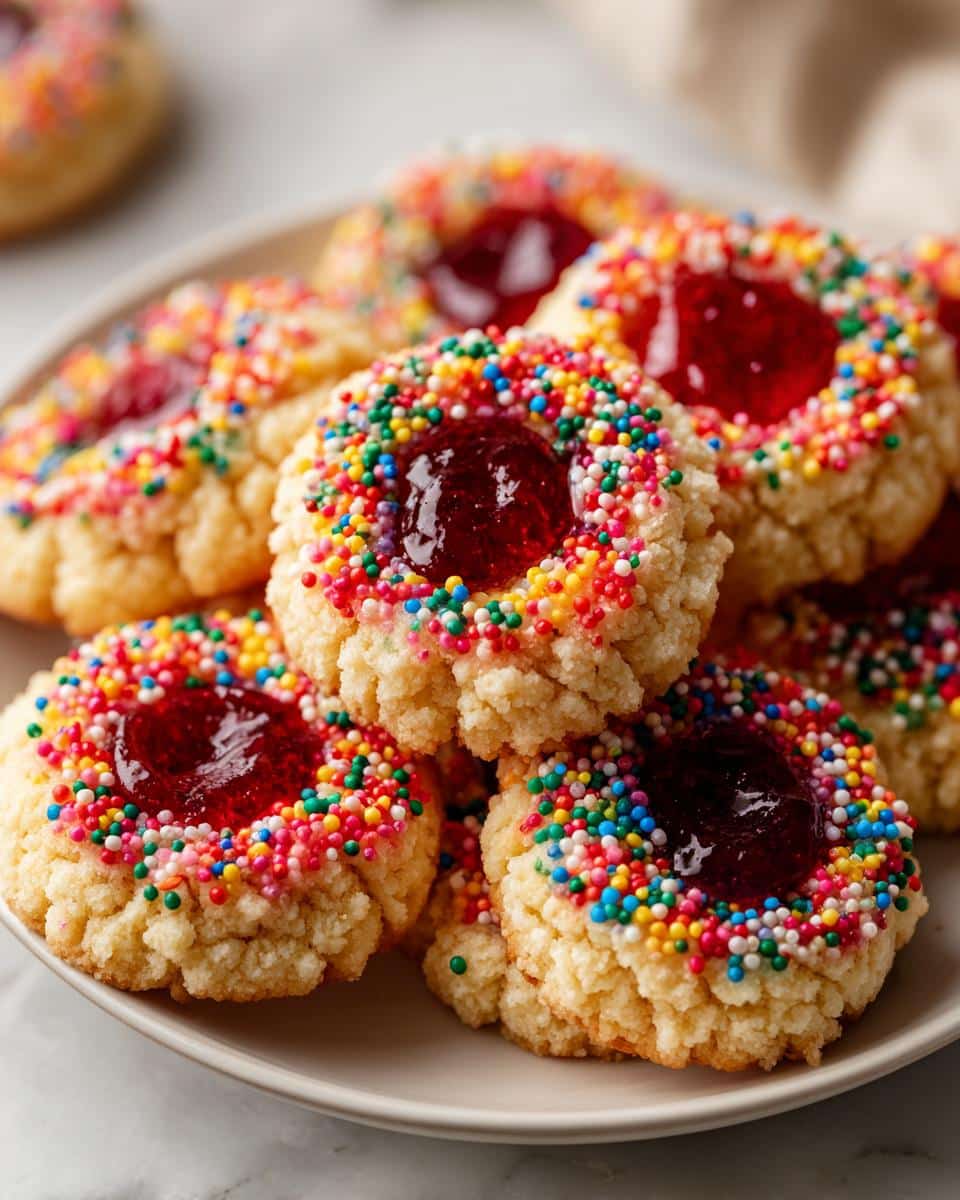 Christmas Rainbow Sprinkle Thumbprint Cookies - detail 3