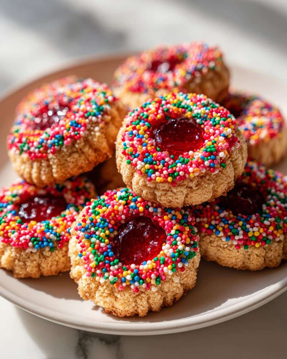 Christmas Rainbow Sprinkle Thumbprint Cookies - detail 4