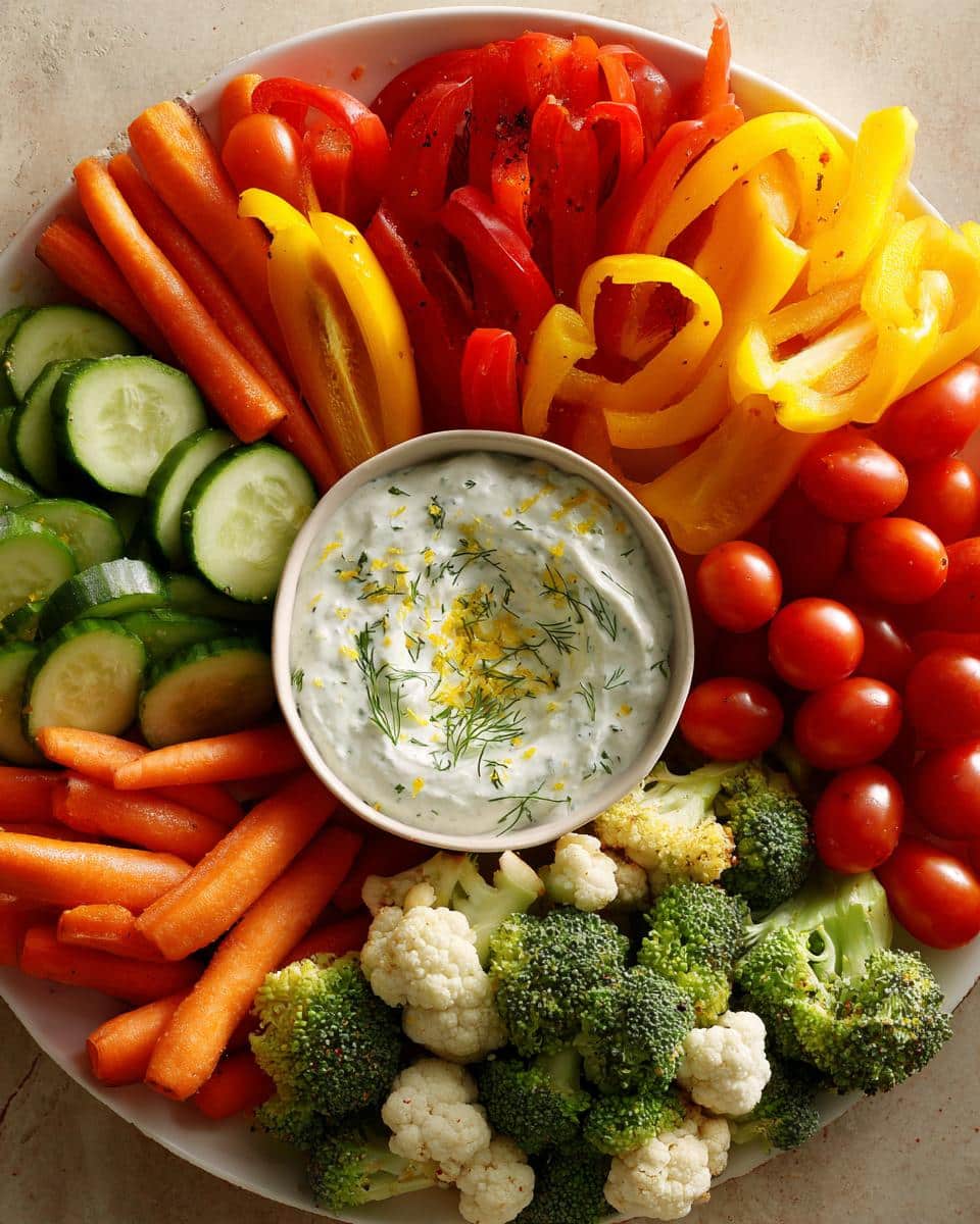 Christmas Rainbow Veggie Platter with Festive Yogurt Dip - detail 1