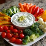Christmas Rainbow Veggie Platter with Festive Yogurt Dip