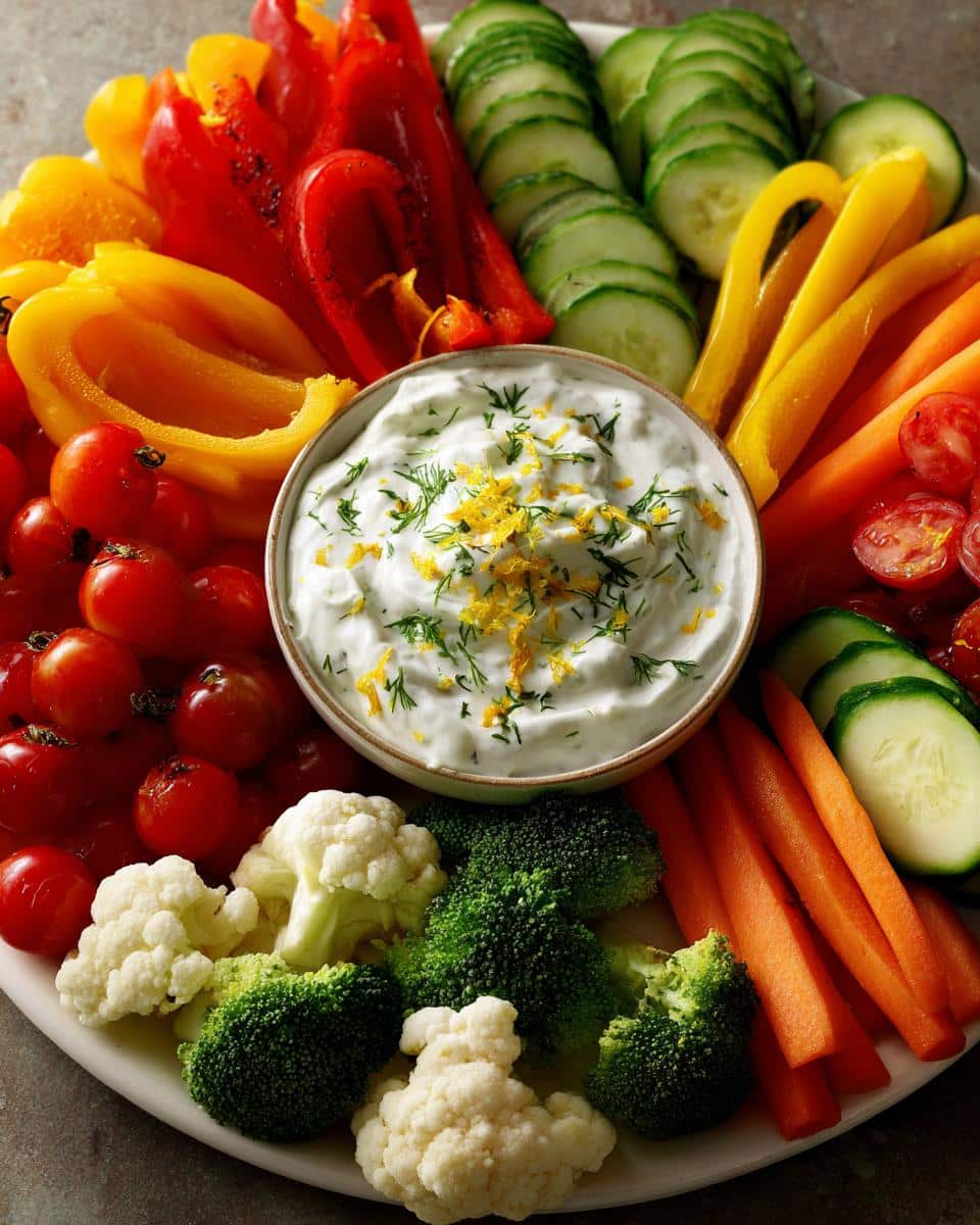 Christmas Rainbow Veggie Platter with Festive Yogurt Dip - detail 2