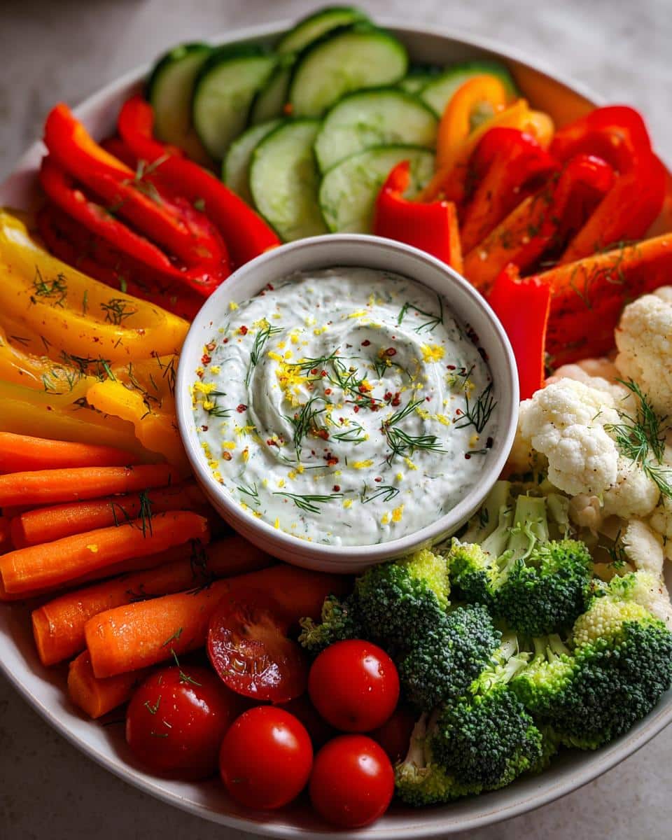 Christmas Rainbow Veggie Platter with Festive Yogurt Dip - detail 3