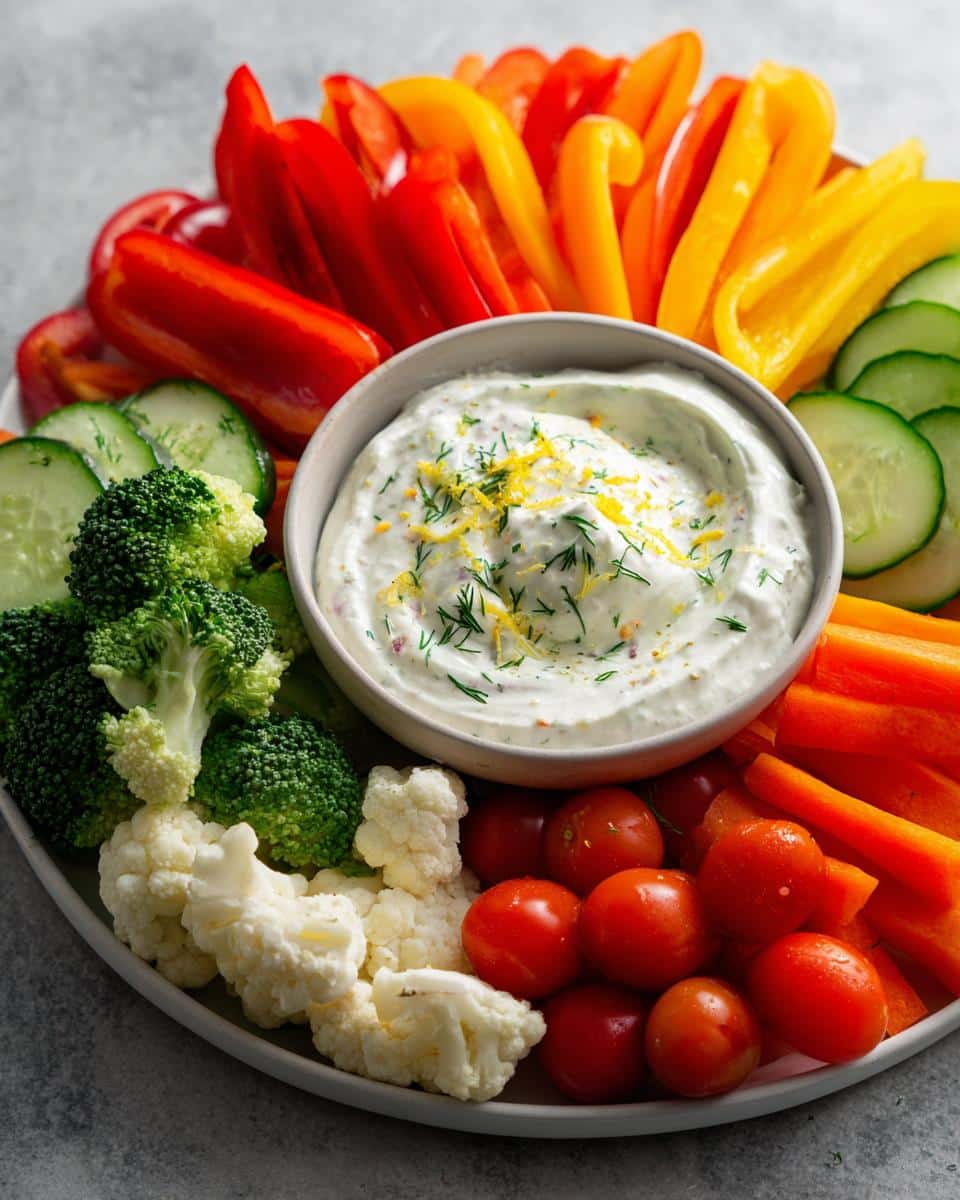 Christmas Rainbow Veggie Platter with Festive Yogurt Dip - detail 4