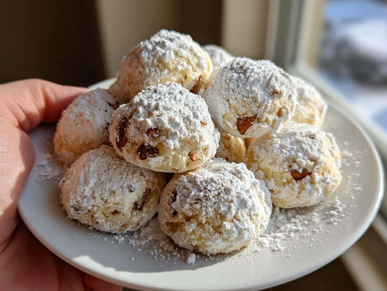 Christmas Toasted Almond Snowball Cookies