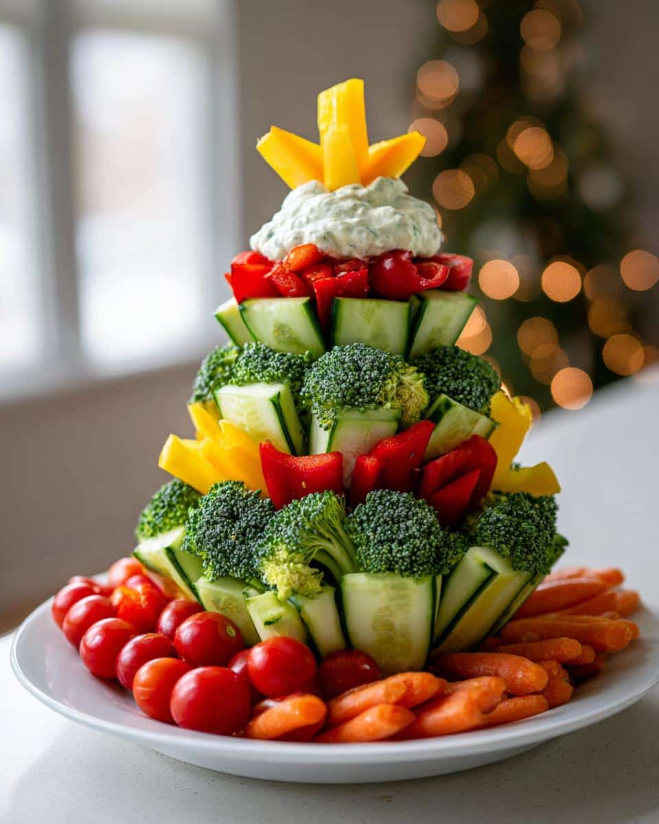 Christmas Veggie Tree Platter with Ranch Star - detail 1