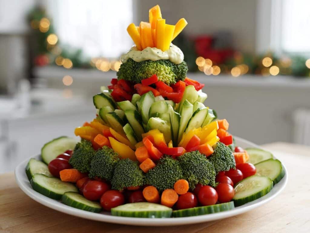 Christmas Veggie Tree Platter with Ranch Star