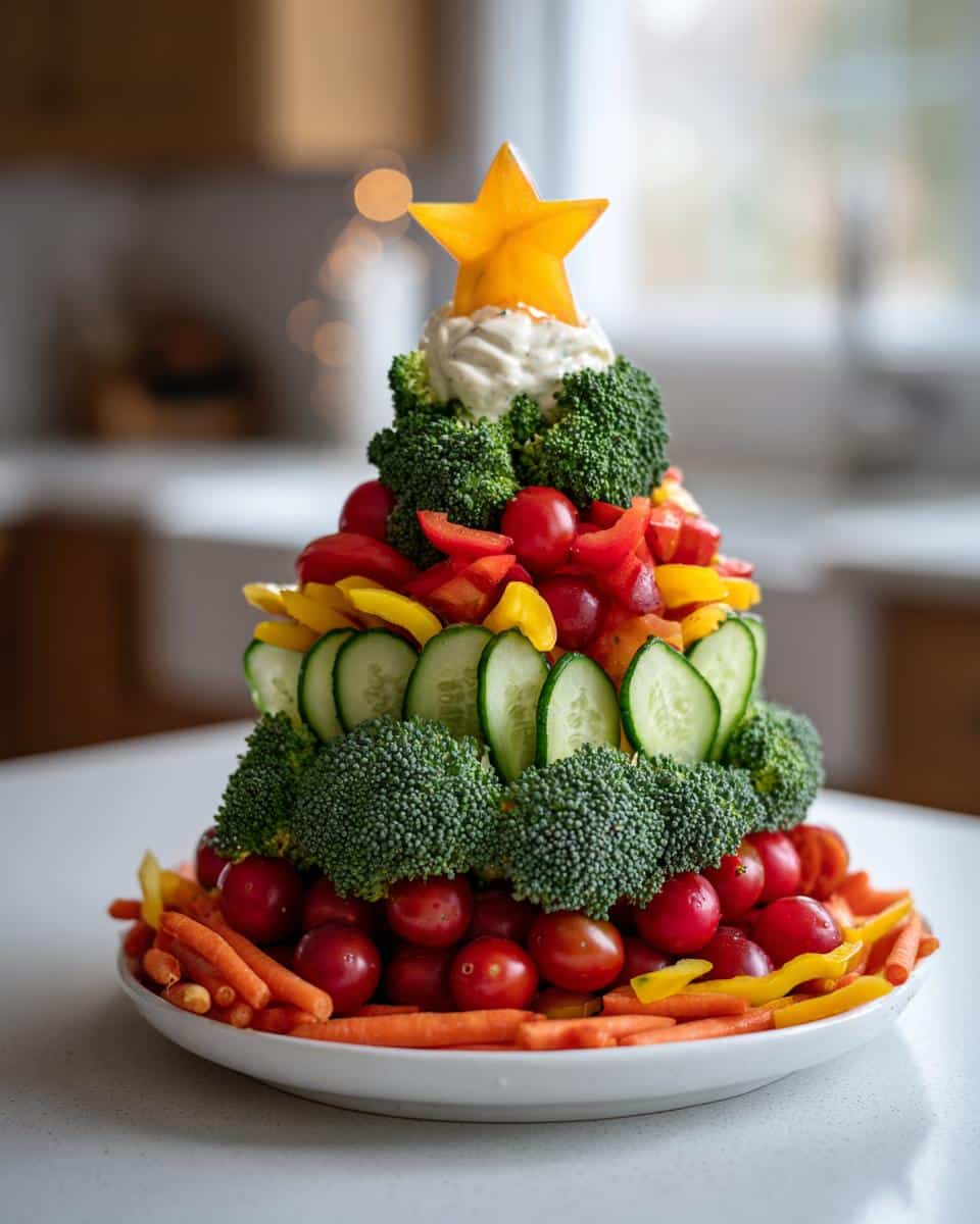 Christmas Veggie Tree Platter with Ranch Star - detail 2