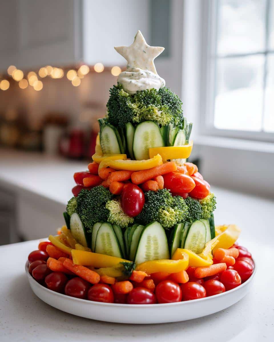 Christmas Veggie Tree Platter with Ranch Star - detail 3