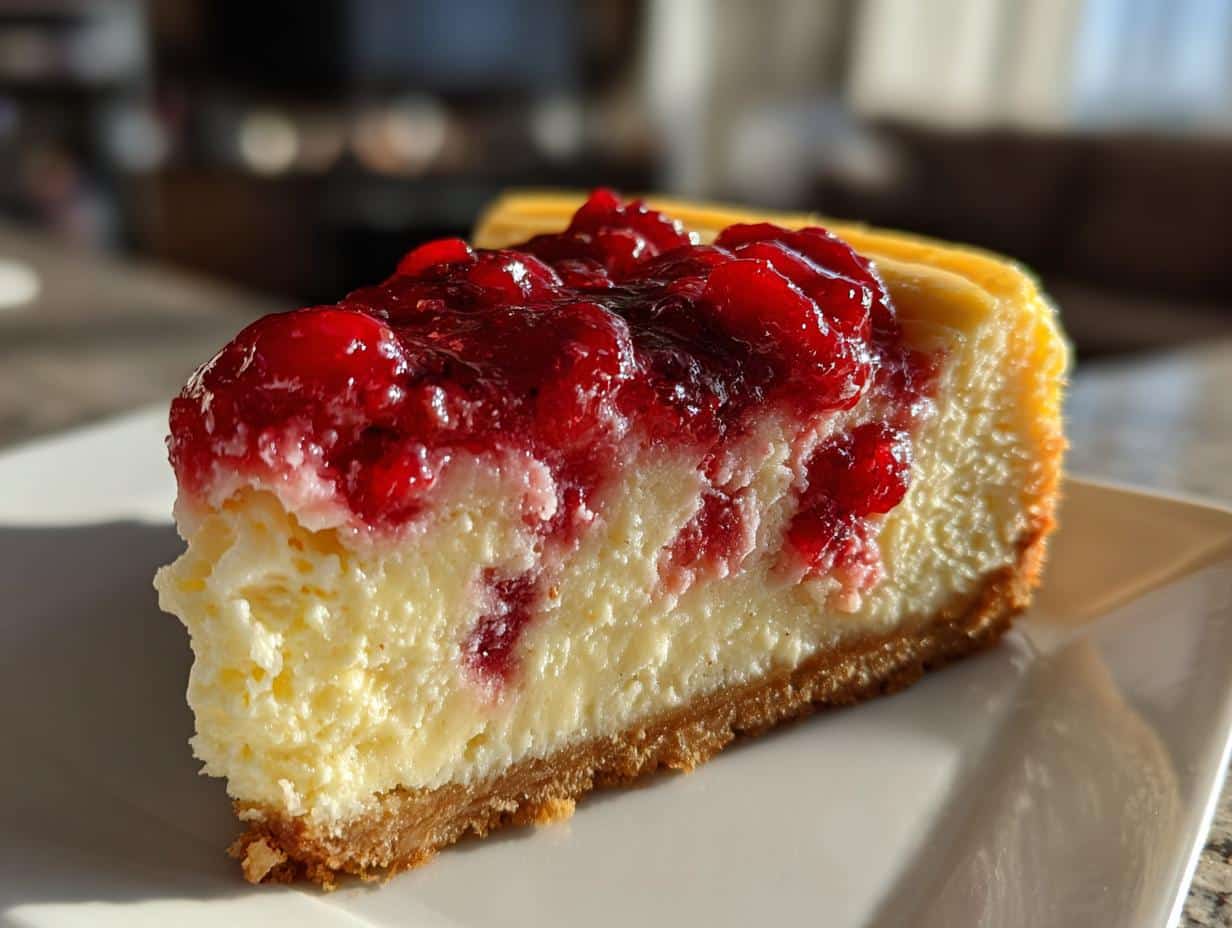 Lemon-Cranberry Christmas Cheesecake