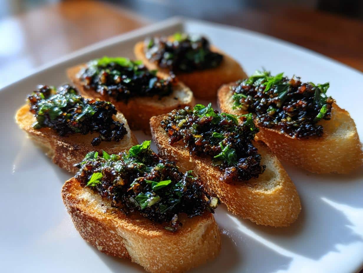 New Year Black Olive Tapenade Crostini